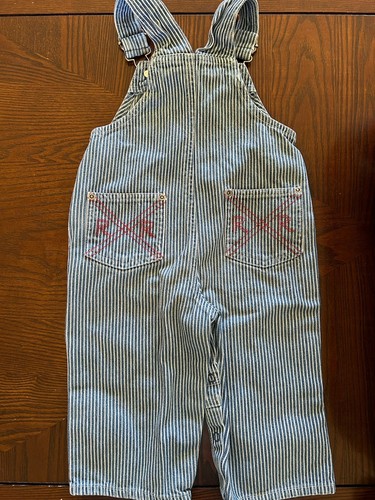 Vintage 1990s Thomas The Train Pinstripe Denim Overalls size Toddler 18 Months - Picture 2 of 7