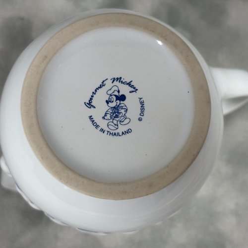 1990er Vintage Disney Gourmet Mickey Keramik Milchkännchen Krug Koch blaue Akzente - Bild 3 von 6