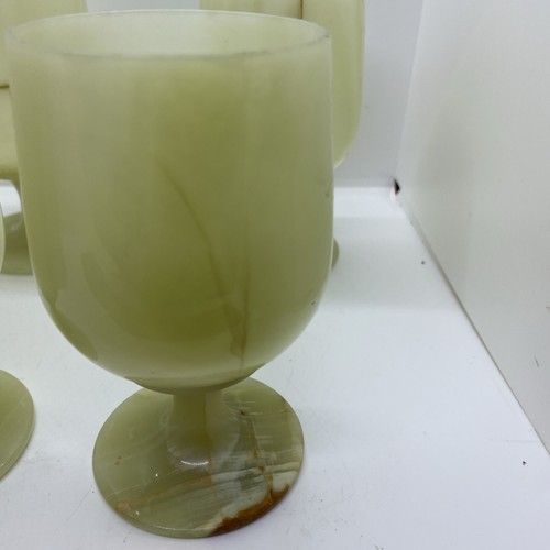 "Juego de 6 copas de vino de piedra talladas a mano vintage de mármol de ónix de 5""" - Imagen 18 de 24