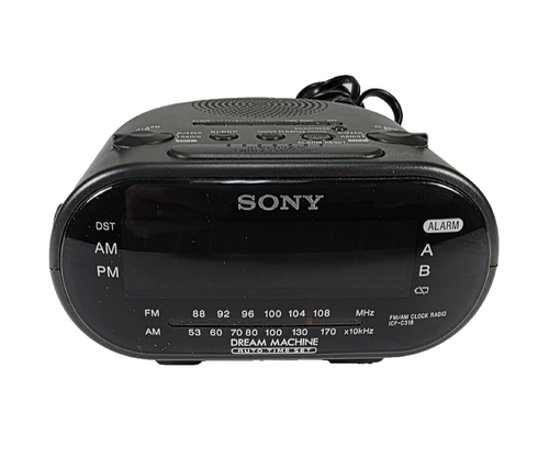 Sony Dream Machine Dual Alarm AM/FM Clock Radio Black ICF-C318 w/ Instructions - Picture 1 of 9