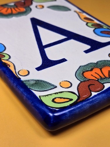 MEXICAN TALAVERA HACIENDA TILE  HOUSE LETTER 4 × 5.5" EXCELLENT CONDITION - Bild 2 von 5