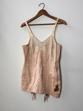 VTG Women's 40s 50s Pink Floral Zip Front Girdle W/ Garters 1940s 1950s Lingerie