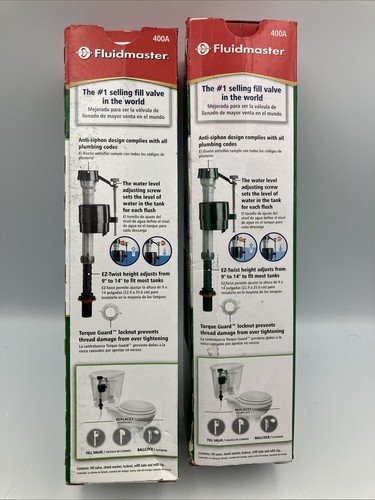 (2x) Fluidmaster Universal Toilet Fill Valve 400A (Missing pieces) open box - Picture 2 of 8
