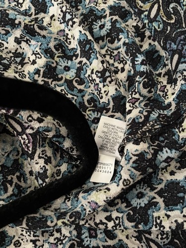 Blusa túnica J Jill azul verde azulado cachemir estampado en bordes cuello dividido talla pequeña - Imagen 10 de 11