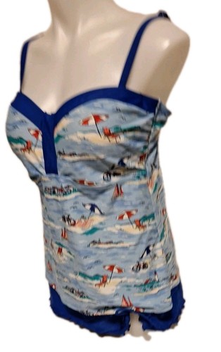 Crown & Ivy 2 Piece Blue Tankini Swimsuit with Swim Skirt Womens XL Nylon Blend - Picture 19 of 22