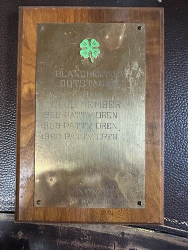 Vintage 4-H Club Award Plakette 6x9 50’s-60’s Patty Patricia? Oren Blanchester OH - Bild 1 von 5
