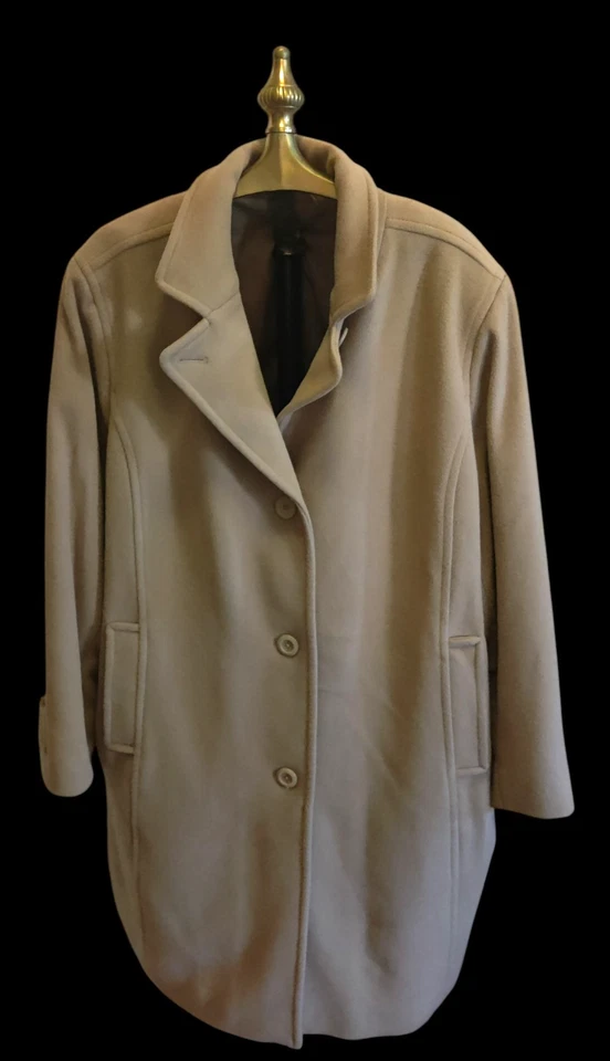 复古 LL Bean 羊羔毛大衣女式 2X 米色汽车外套经典 3/4 长度内衬 — 第 2/4 张图片