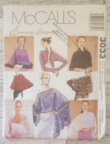 McCall's 3033 Evening Elegant Misses' Evening Cover-Ups ~ Size 4 - 18 - Picture 1 of 3