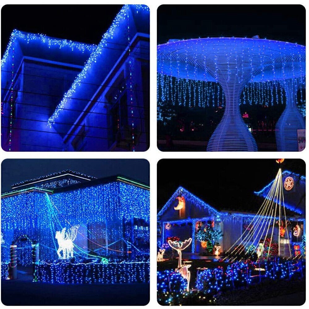 200400600 LED Eisregen Christbaum Lichterkette Eiszapfen Vorhang Außen Innen