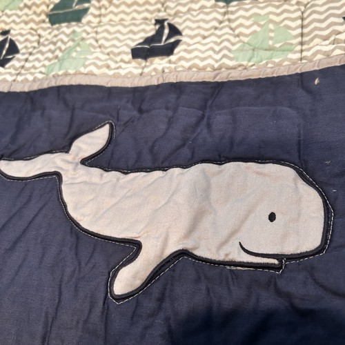 WENDY BELLISSIMO quilted Crib baby Blanket Whales Sailboats 38 in x 45 in - Picture 7 of 7