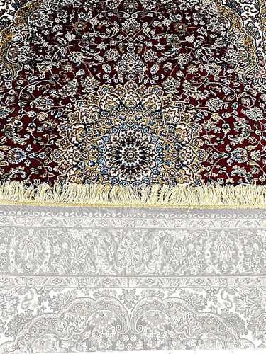 4X6 Vintage kashmiri Turkish Silk Rug Red for Home Decor, Living Room, Bedroom - Picture 6 of 7