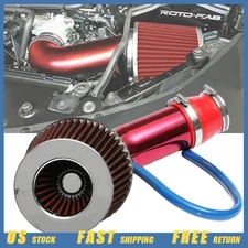 Universal Car Air Cold Intake Filter Red Alumimum Induction Kit Pipe Hose System