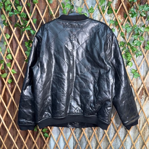 Vintage Y2K rocawear hip hop new york leather zip 00s jacket - Picture 2 of 4