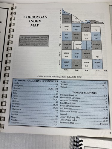 Lot Of 3 Cheboygan County Michigan 1994/1997/2021 Plat Books W/Land Atlas Maps - Picture 12 of 17