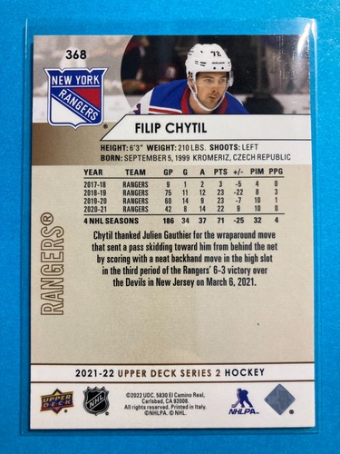 2021-22 Upper Deck High Gloss #368 Filip Chytil 04/10 - Picture 2 of 2