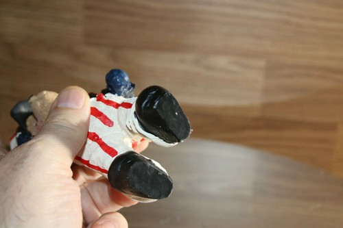 Vtg 1976 patriotic resin bear figurine top hat and red striped pants Unique - Picture 5 of 11