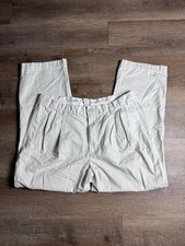 Vintage Chaps True American Chino Pants Mens 38x30 Pleated Stone Beige Khakis