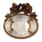 Vintage Stylebuilt Ormolu Gold Rose Floral & Glass Soap Dish Hollywood Regency