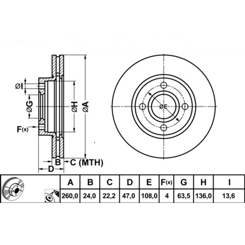ADATTO PER FORD COUGAR MONDEO I II STATION WAGON BERLINA SCORPIO 93-01 - DISCHI FRENO ANTERIORI - Foto 1 di 1
