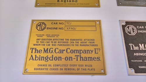 CHASSIS PLATE BRASS MG tickford TA TB TC TD TE TF midget xpag y-type 4choice - Picture 4 of 5