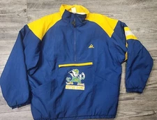 Vtg Notre Dame Fighting Irish Apex One Pull Over Puffer Jacket Mens L Varsity 