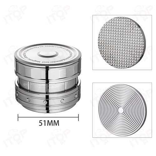 Coffee Espresso Tamper 51-58mm Black/Silver Replaceable Waffle or Ripple Base - Picture 24 of 29