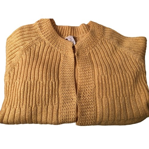 Chico's Cardigan Women's Sz 3 Chunky Knit 3/4 Sleeve Shimmer Yellow - Picture 2 of 5