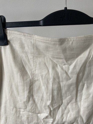 New M&S Linen Blend Neutral Pocket Wrap Side Tie Skirt Size 14 Long Summer - Picture 5 of 11