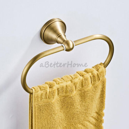 Antique Brass Oval Towel Ring Rack Bathroom Wall Mounted Hanging Hardware Holder - Picture 2 of 5