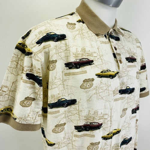 Polo Woodland Trail Para Hombre Talla: XL Route 66 Cars Crema y Tostado Manga Corta U26 - Imagen 2 de 7