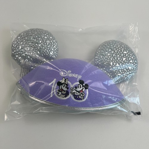 Disney Parks 100th Anniversary Mickey & Minnie Hat Ears Purple/Silver One Sz NWT - Picture 13 of 13