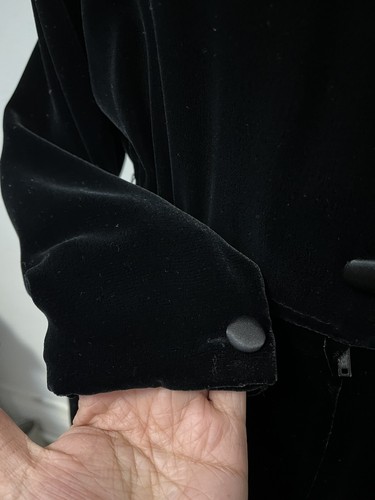 VINTAGE 1980s TALBOTS Black Velvet button front short sleeve midi dress 6P - Picture 7 of 9