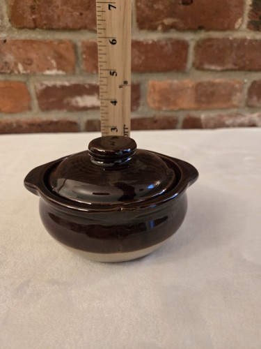Vintage Monmouth Pottery Bowl Maple Leaf Dip Glaze Stoneware with LID - Picture 13 of 13
