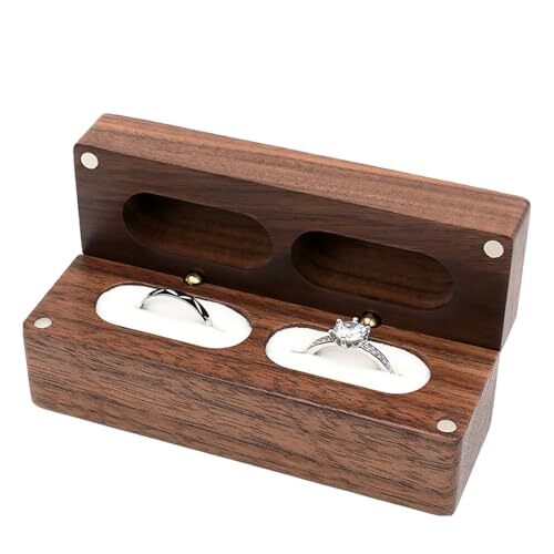 Wooden Ring box, Wedding Ring Case, Ring Box for Proposal Jewelry Rectangle - Bild 1 von 6
