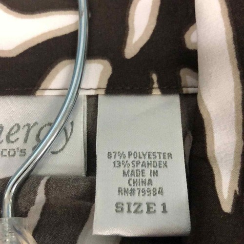 ZYNERGY by CHICO'S (1) brown Zebra Print Windbreaker Cinch Collar sleeves size - Picture 12 of 13