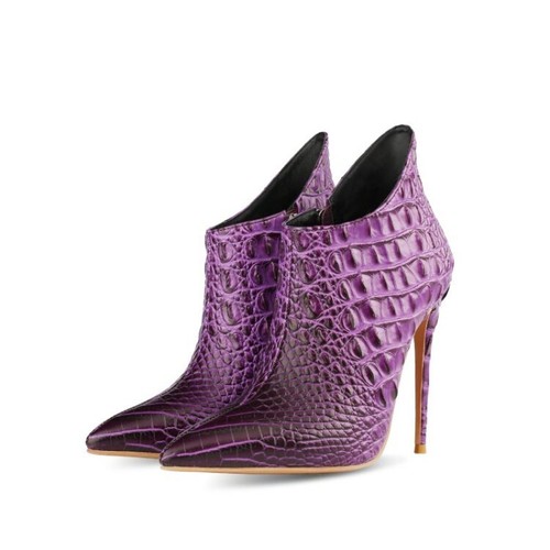 Womens Pointed Toes Super High Heels Thin Heels Sexy Plus Size Zip Ankle Boots - Picture 26 of 29