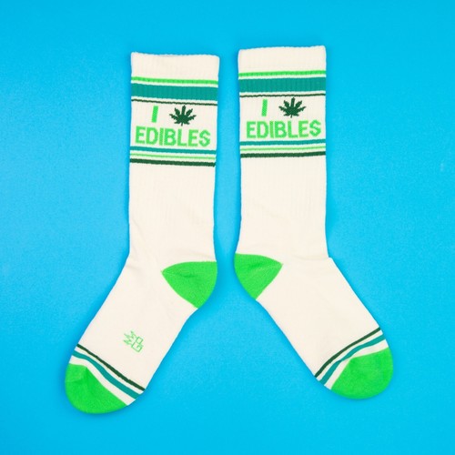 Calze I (POT LEAF) EDIBLES di Gumball Barboncino Unisex Calzini Crew Palestra a Costine - Foto 2 di 3