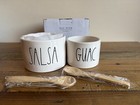 Rae Dunn Artisan Collection by Magenta Guac+Salsa Bowl Set/2 Bamboo Spoons NIB