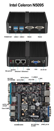 Mini PC Intel Core i5-5200U i3-5005U Dual GbE LAN 2x RS-232 Serial Ports Fanless - Picture 8 of 16