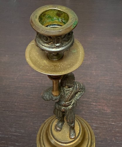 Antiker figürlicher Kerzenständer Bronze Renaissance Mann - schwerer Metallguss - Bild 6 von 9