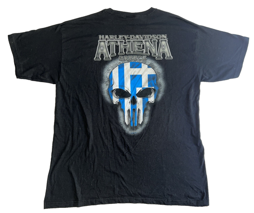 Harley Davidson Shirt Size XL Athena Greece punisher Skull 2024 Motorcycle - Picture 3 of 8