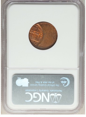 ER002 1965 Lincoln Cent -Struck 50% Off Center NGC MS64 Red and Brown.Mint Error - Picture 2 of 2