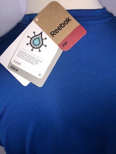 Reebok Men’s XL PlayDry Blue Graphic Moisture Wicking T-Shirt New - Picture 2 of 9