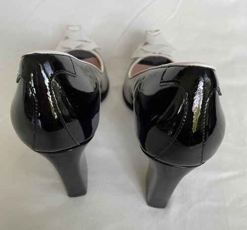 Taryn by Taryn Rose FANCY Black/White Patent Leather High Heel Pumps Size 8.5M - Picture 8 of 15