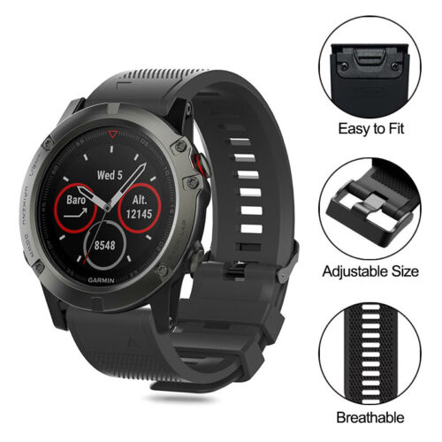 Watch Strap For Garmin Fenix 5X Plus 6X Pro Solar 7X Fenix 3 HR Silicone band UK - Picture 4 of 11