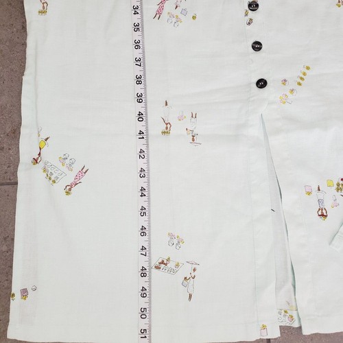 Maxi abito vintage Kiko lino verde donna stampato arte comfort viaggio vacanze taglia M - Foto 15 di 15