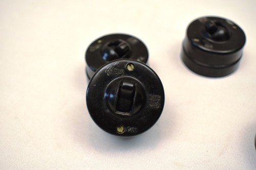 Vintage Bakelite Electric Switch Light Allwyn Brand 240 Volts Black 5 Pc Lot "03 - Picture 5 of 7