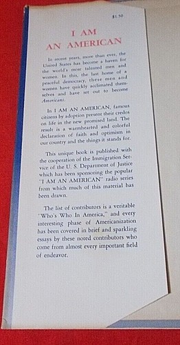 "I Am An American" By Famous Naturalized Americans *1941* (1st/1st) HC/DJ VG - Picture 5 of 8