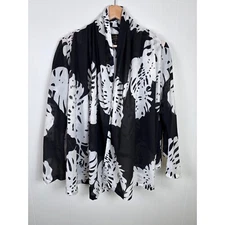 Vivienne Westwood Anglomania 44 Leaf Print Open Front Cardigan Black White Large