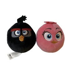 Burger King Angry Birds Plush Mini Toys 3 Inch Pink Black Lot of 2 by Rovio 2021